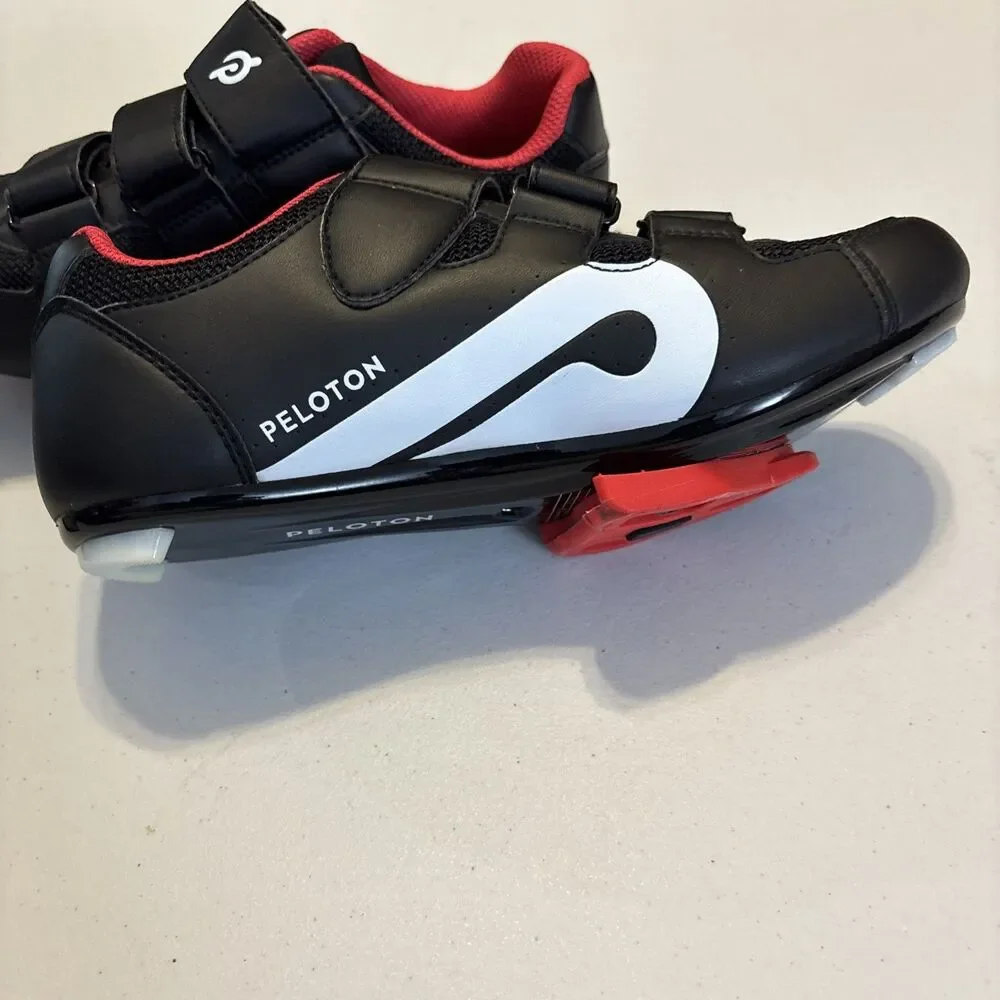 Women's Size 7 (38 EU) Peloton Cycling Shoes Black White Red EUC - Picture 6 of 8